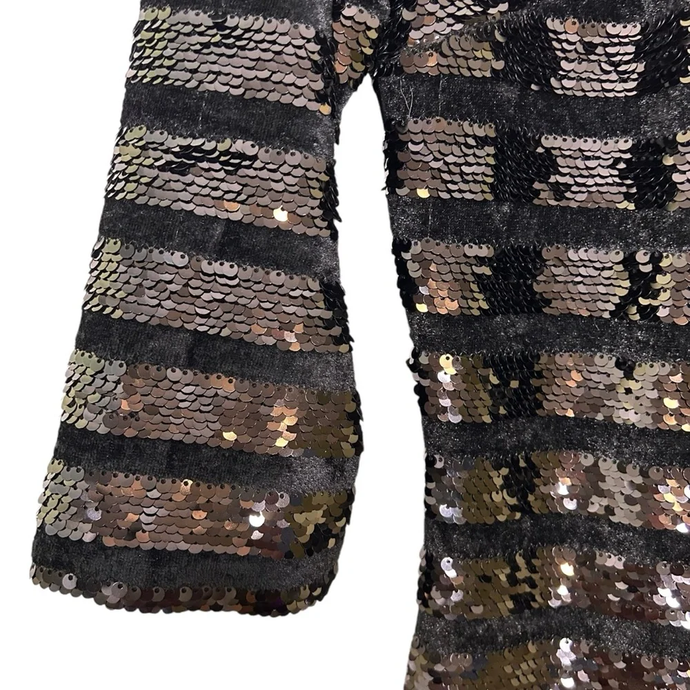 INC Sequin Sheath Dress Size MEDIUM Petite Glitz Black 3/4 Party Holiday NWT